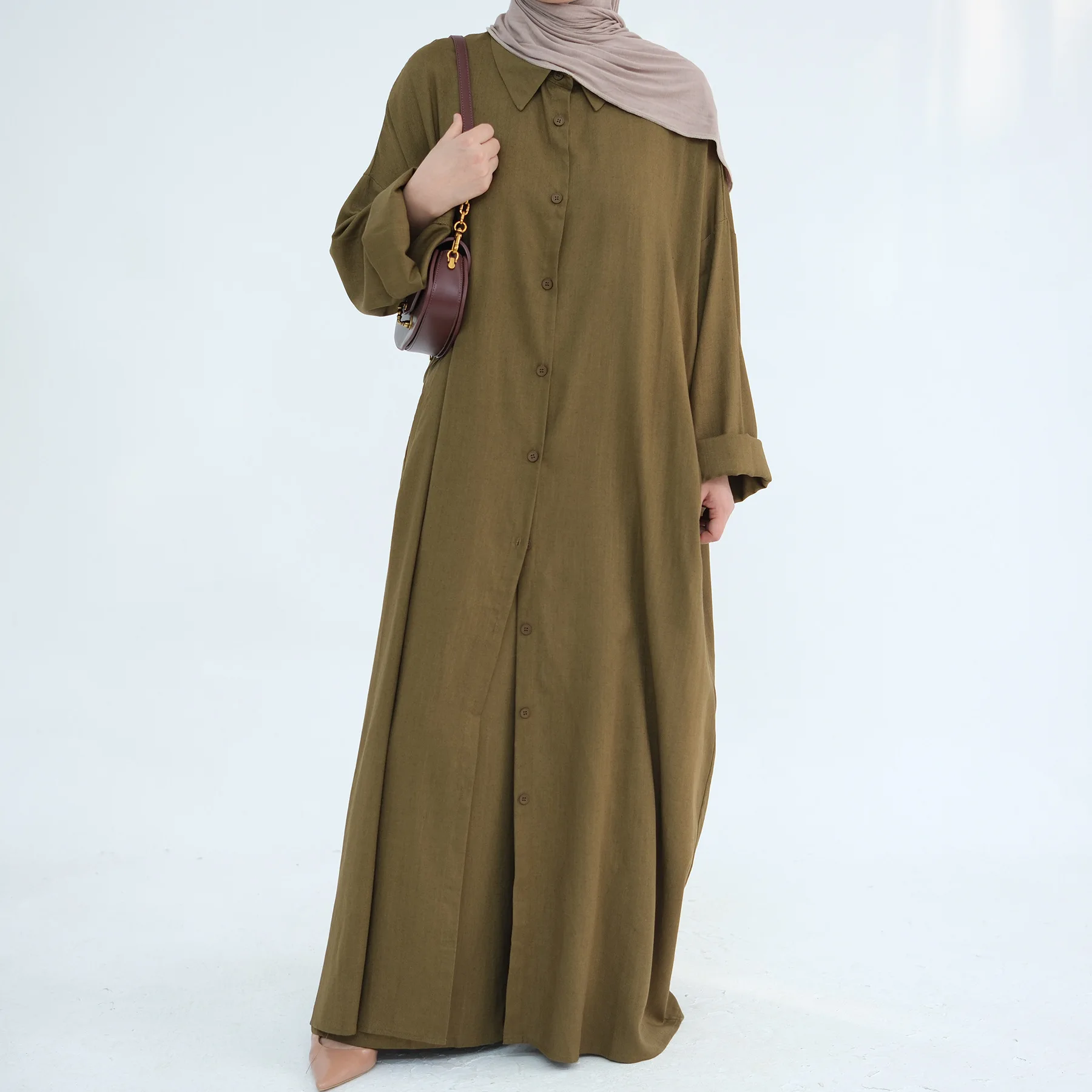 

Latest Abaya Muslim Modest Clothing Linen Cotton Fabric Women Shirt Abaya Pants Set Daily Wear Dubai Abaya Muslim Dress 2pc Set