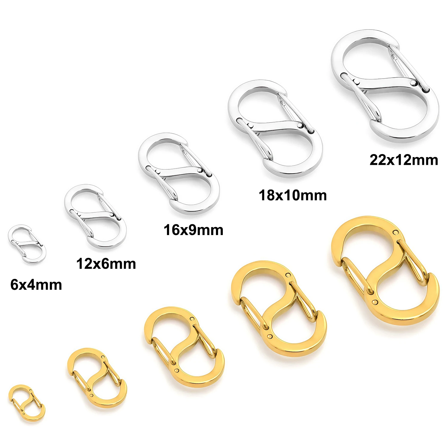1/5 Stück Edelstahl-Schnallen mit S-Buchstaben, Karabinerhaken für Halsketten, Armbänder, DIY-Schmuckherstellungszubehör – Detail 2
