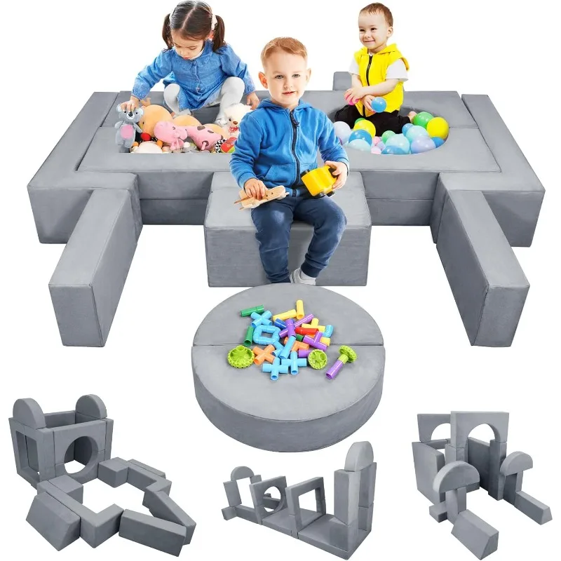 

Kids Play Couch, 16PCS Modular Toddler Foam Sofa for Playroom Bedroom, Child Sectional Sofa Furniture for Teens, Couch Gift