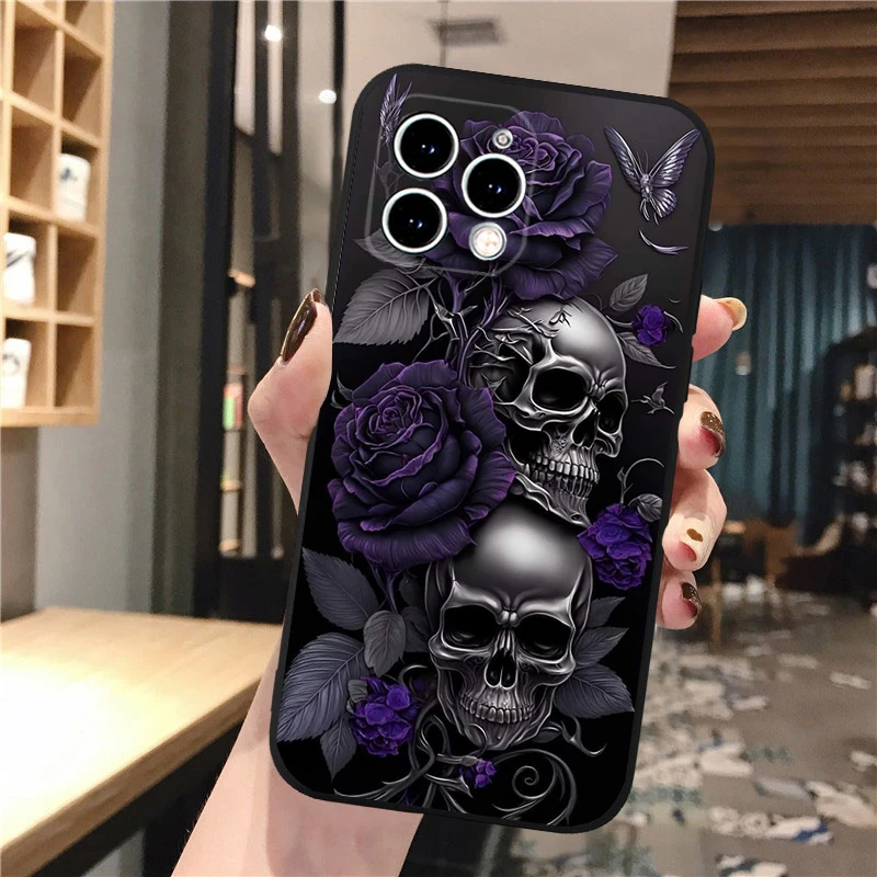 

Phone Case Carcasa Funda For iPhone 17 Pro Max Air 16 15 14 13 Pro Max 15 16 Pro 15Plus 16E Skull Case