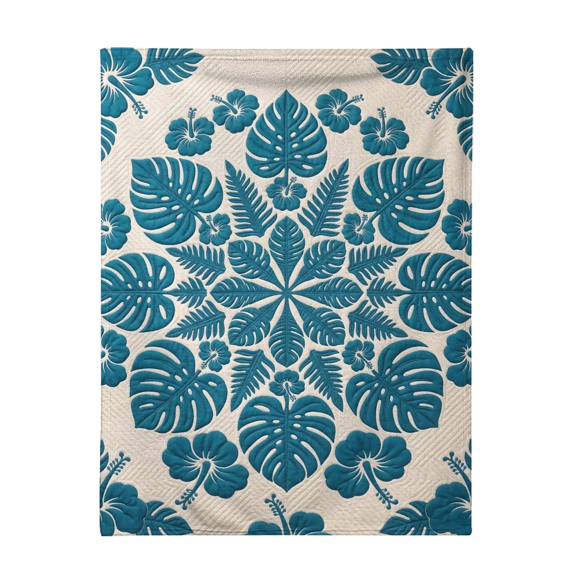 1pc 2D Flat Hawaiian Tropical Floral Digital Print Flannel Blanket - 100% Polyester Fiber, Suitable for All Seasons, Light and W
