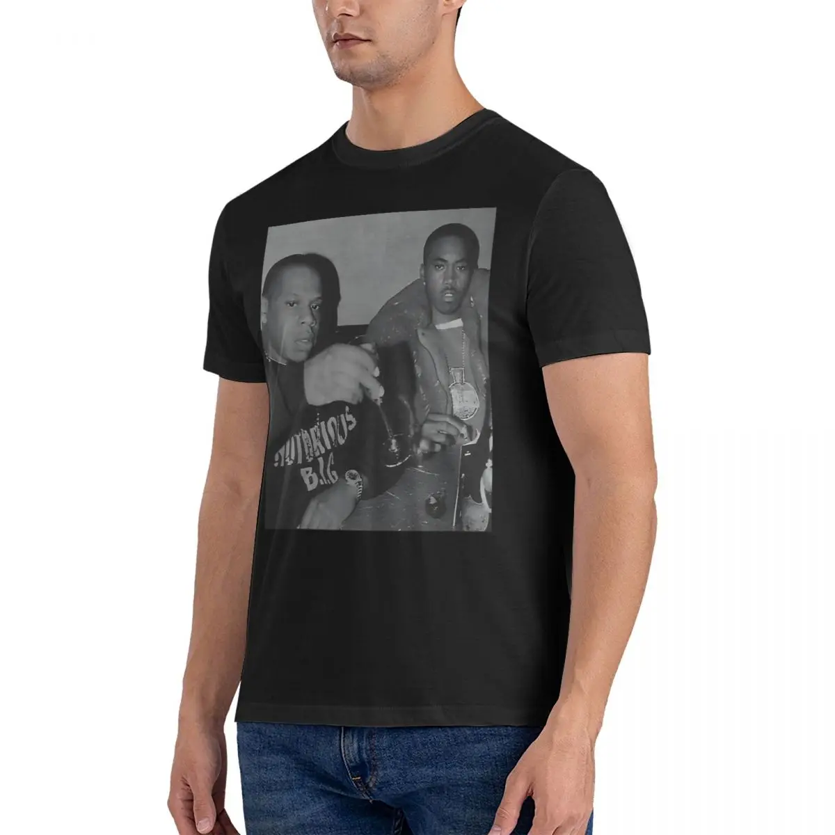 Funny And Nas Hip Hop Rap Legends T-Shirt Men O Neck Pure Cotton T Shirt JAY-Z Short Sleeve Tees 6XL Tops