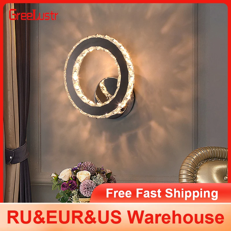 Modern Wall Lamp Bedside Lighting Fixtures K9 Crystal  Corridor Aisle Led Wall Sconces For Sleeping Indoor Home Decor Luminaire