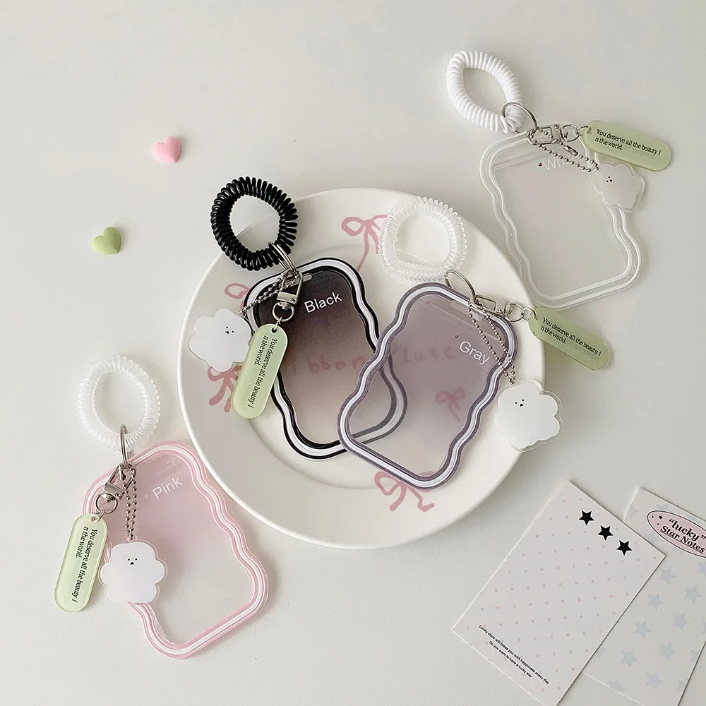 Plastic Card Holder Colorful Transparent Card Holder Wave Design Card Case Clear For Campus