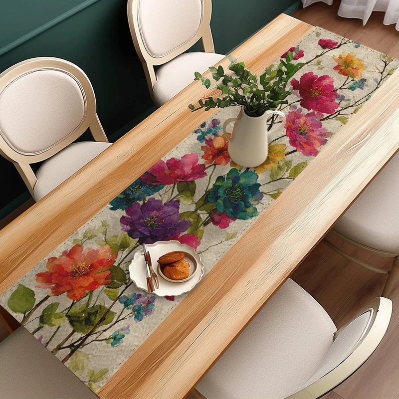 VIKAMA Watercolor Floral Patte - đánh giá và giá Linen Table Runner