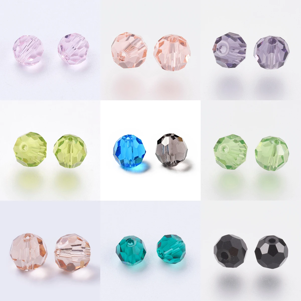 

6 8mm Round Imitation Austrian Crystal Beads Faceted Assorted Color Loose Glass Beads for Jewelry Making Necklace Accessories