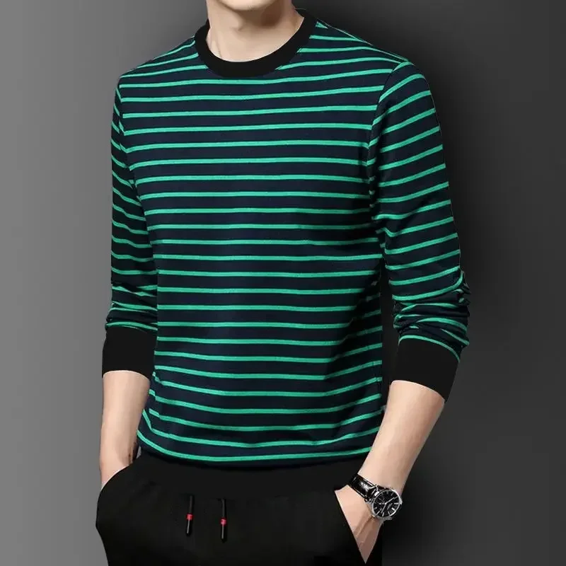 Men's Clothing Sweatshirts Top Green T Shirt for Man Stripe Pullover F Luxury 2024 Harajuku Fashion Social Original Emo Quotes A