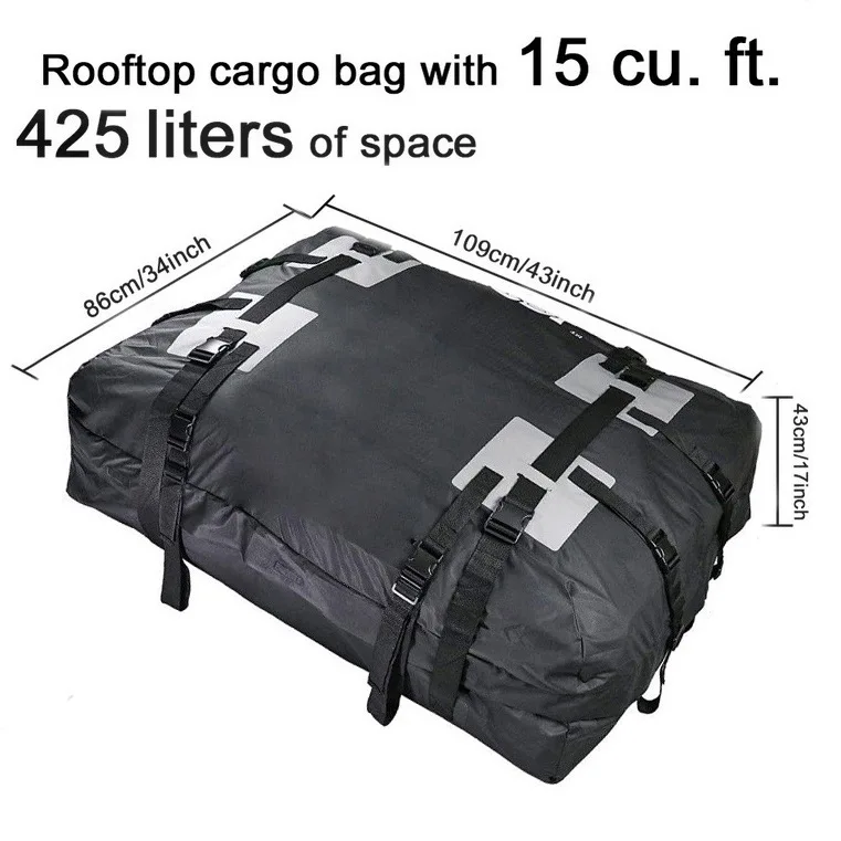 15 cubic feet, thickened 600D Oxford cloth waterproof and sunscreen, car roof bag, luggage bag, roof bag.