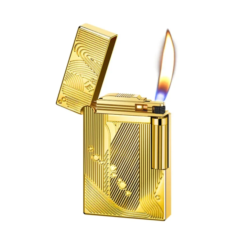 vape lighter Mermaid engraving loud sound oblique fire open flame grinding wheel lighter, gas-filled pipe tobacco lighter