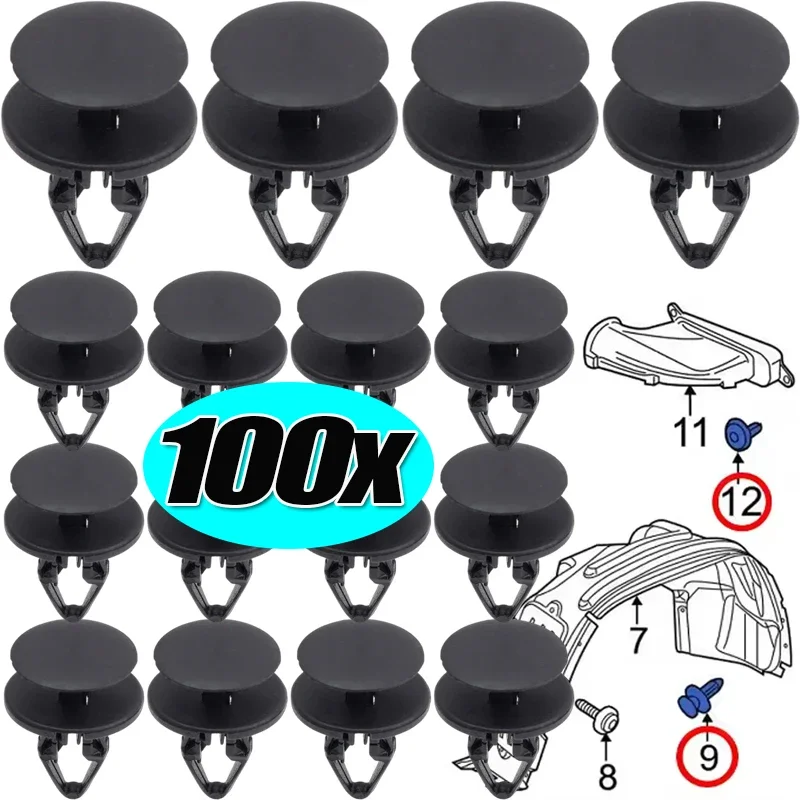Auto Mudguard Buckle Push Push Rivet Car Clips 8mm Plastic Rivets for Ford Wheel Arch Linings Bumpers Clip Plastic Trim Clips