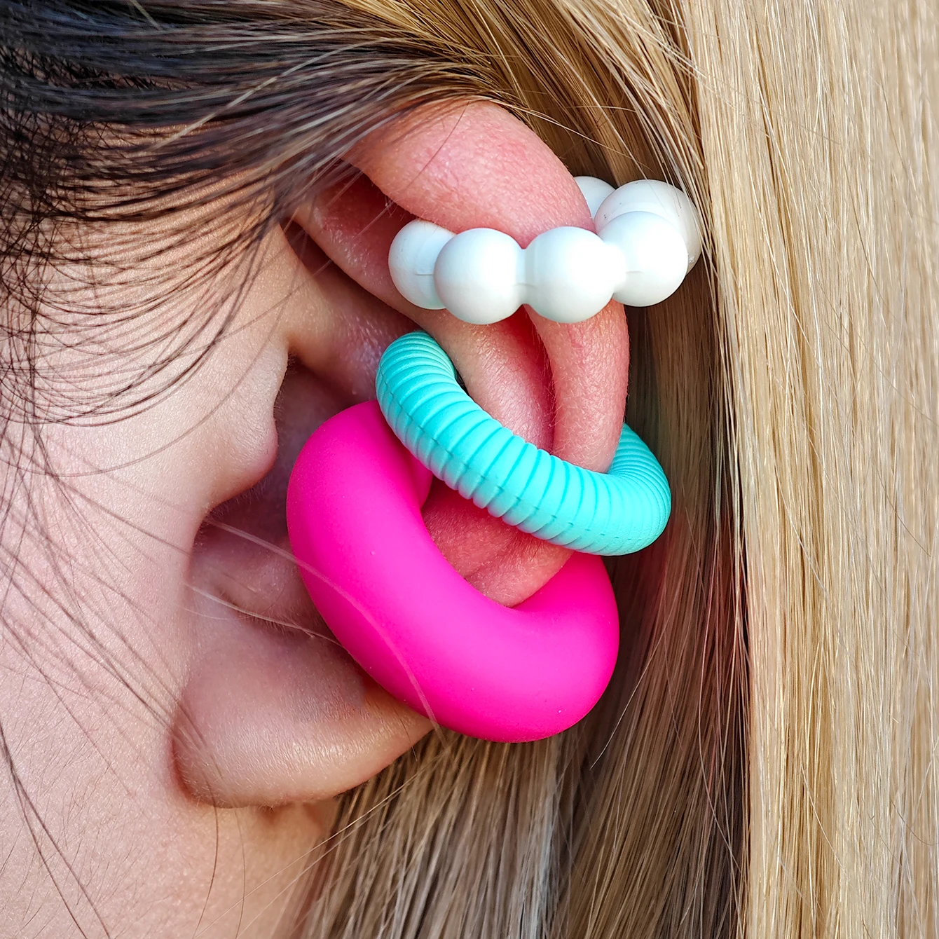 Cross Border Minimalist Dopamine Threaded C-Shaped Ear Cuff Colorful Open Geometric No-Piercing Ear Clip Set