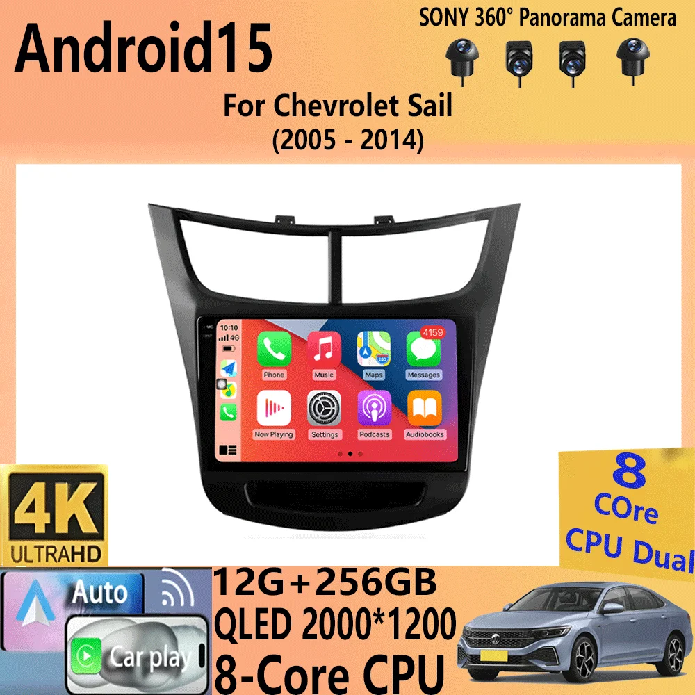 

Car Radio Android 15 Carplay Auto 2K Screen Multimedia Player For Chevrolet Sail 2015 - 2018 Autoradio GPS Stereo 2din Head Unit