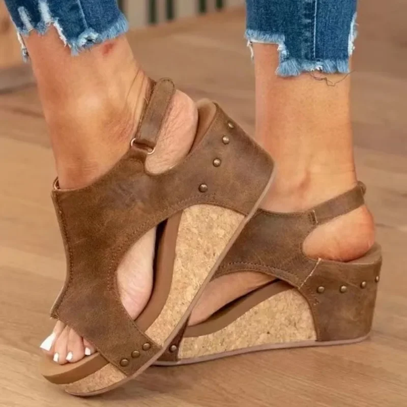 

Summer Women Wedge Sandal Lightweight Increase High Sandal Simple Fashion Open Toe Fish Mouth Shoe Large Size Sandalias De Mujer