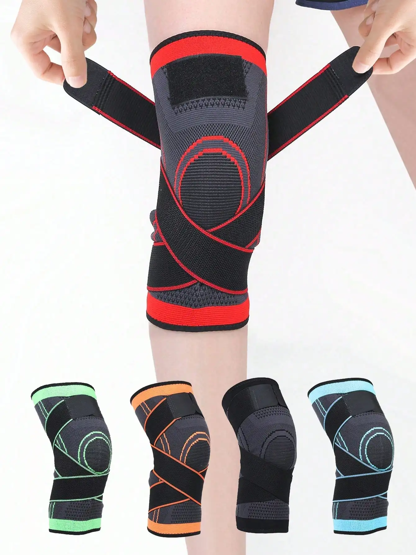

1pc Knitted Compression Strap Anti-Slip Knee Pad, Sweat-Absorbent Breathable For Cycling Hiking Sports, Thin Nylon Strap Knee Support, Suitable For All Seasons Gym Accessories Knee Support Sports Knee Pads Gym Knee Pads
