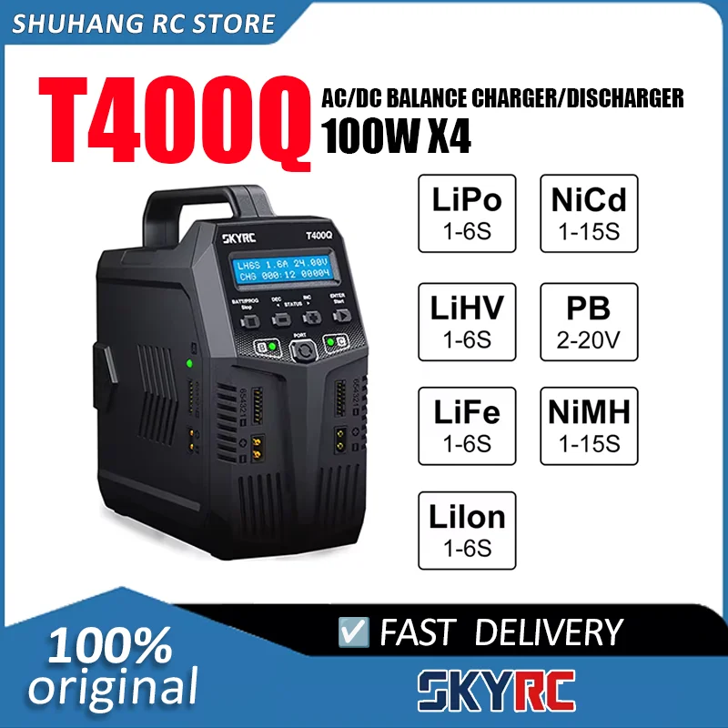 

SKYRC SK-100189 T400Q Lipo Battery Balance Charger/Discharger Quattro AC/DC 1-6S XT60 LiFe NiMH NiCd RC Battery Charger