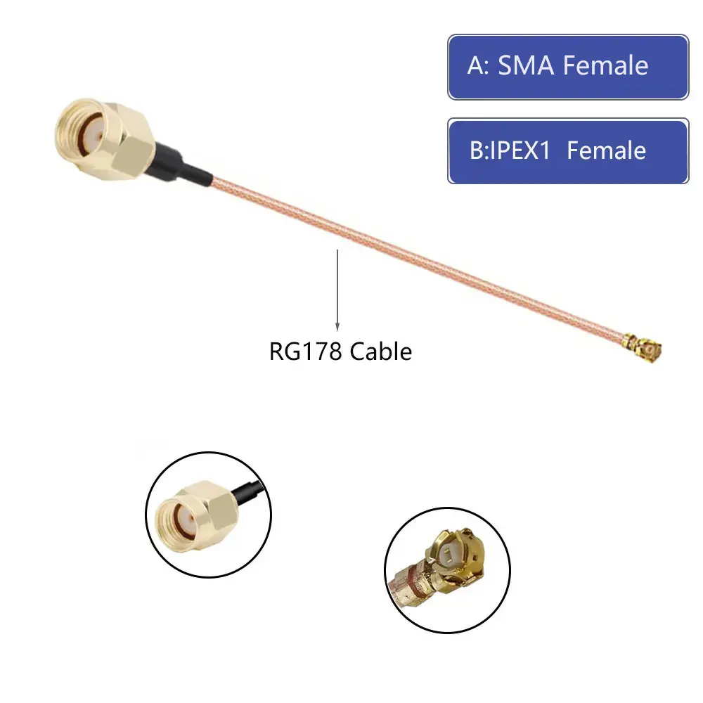 1 peça sma para ipx rg178 cabo sma macho para u. fl ipx-1 fêmea adaptador rf coaxial trança cabo de extensão de antena wi-fi