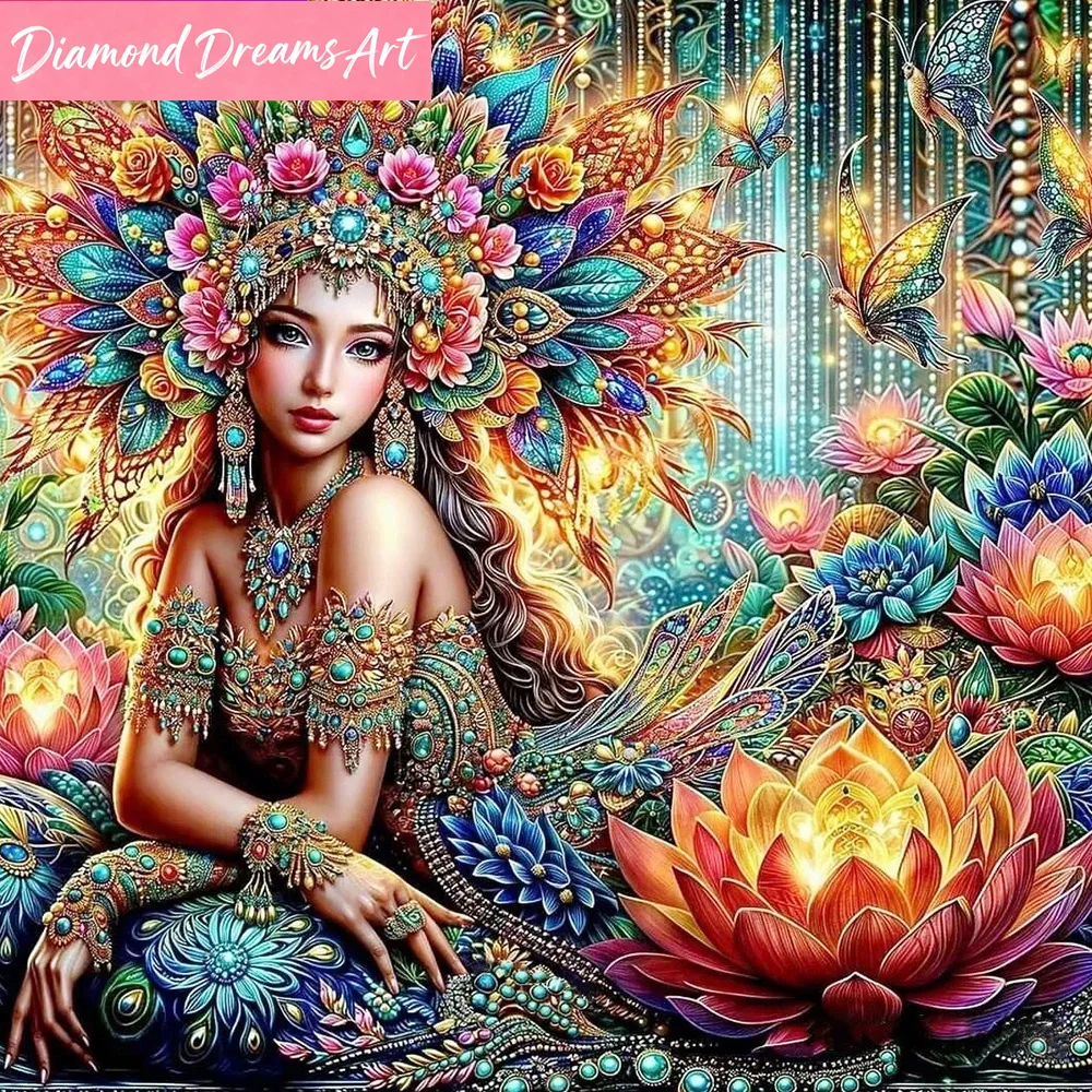 

Diamond Mosaic Woman Rhinestones Pictures Girl Painting Portrait Flower Lotus New Arrivals Handmade Hobby,frameless
