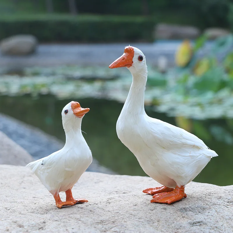 

White Goose Model polyethylene& Feathers Goose handicraft Figurines Farm Yard home decoration toy gift a2613