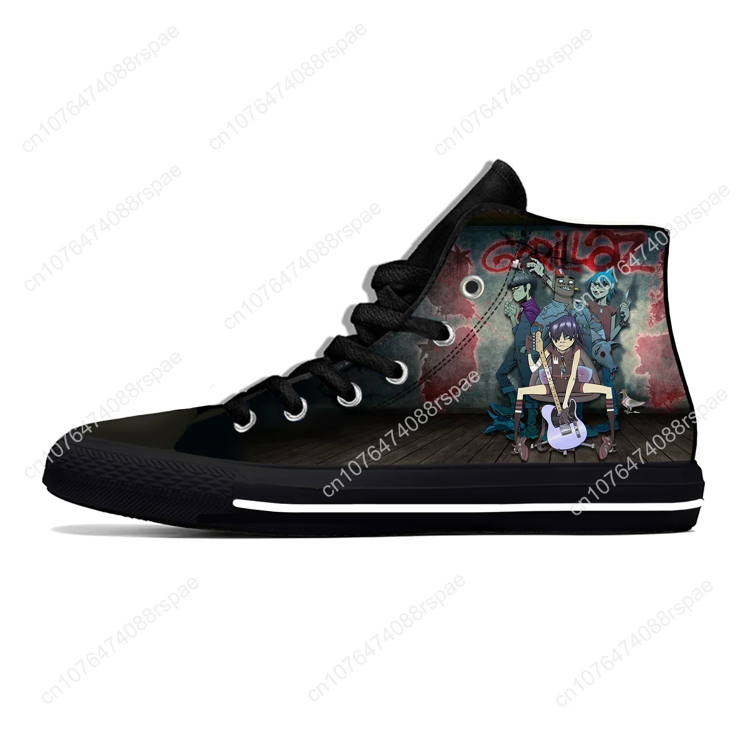 Gorillaz Rockband Chakachhan Nudel Murdoc Russel Casual Stoff Schuhe High Top leichte atmungsaktive 3D-Druck Männer Frauen Turnschuhe