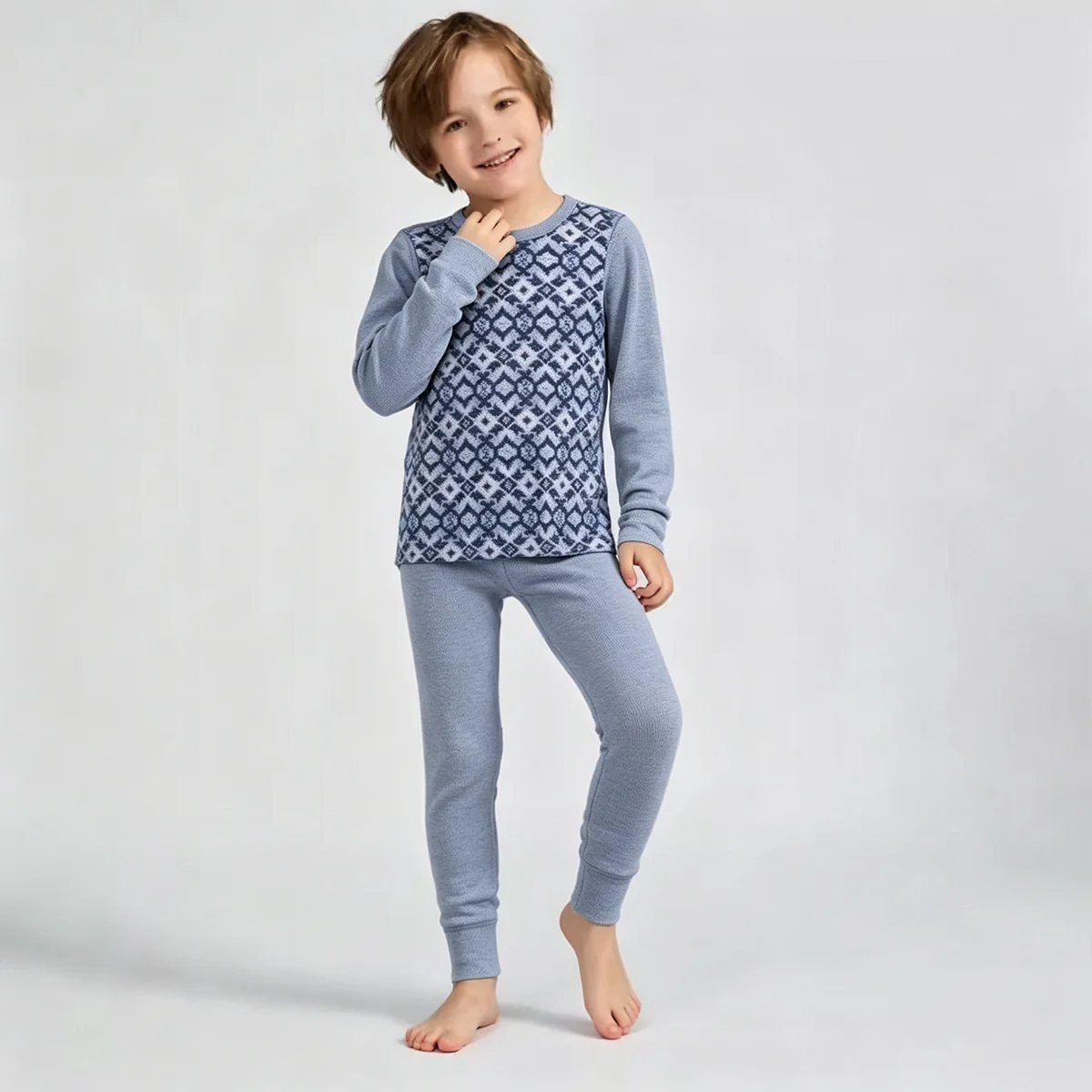 Supersoft Merino Wool Kids Base Layer Thermal Underwear Set 200gsm Long John's Baby Girls Boys Top And Pants Kinsei