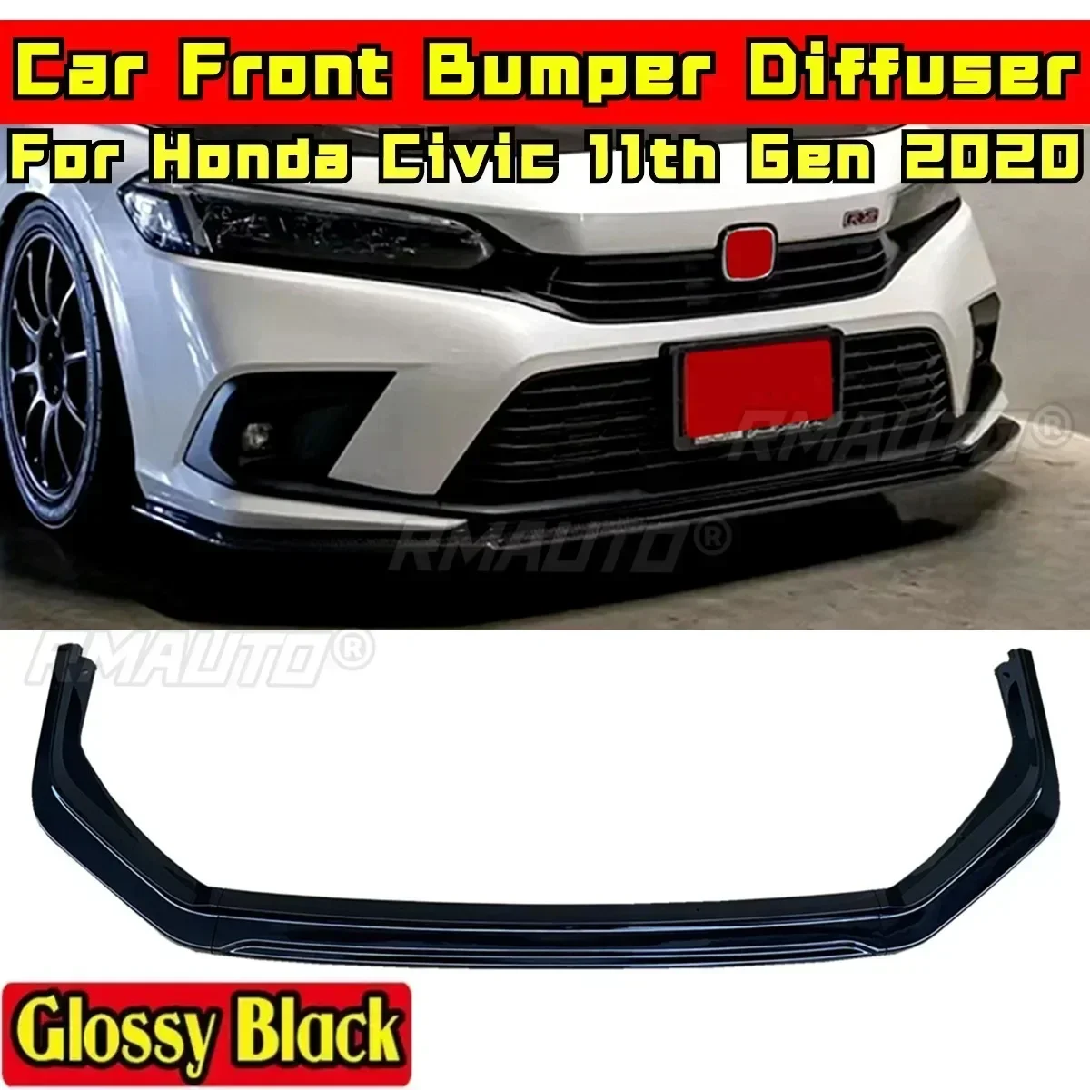 For Honda Civic 11th Gen 2021-2024 Body Kit Front Bumper Spoiler Guard Glossy Black NK Style Front Bumper Cover Car Accessories