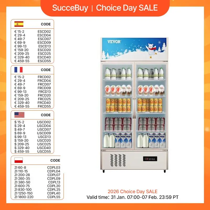 VEVOR 651L refrigerador comercial pantalla refrigerador de bebidas vertical puerta de vidrio con luz LED para tienda en casa gimnasio o oficina