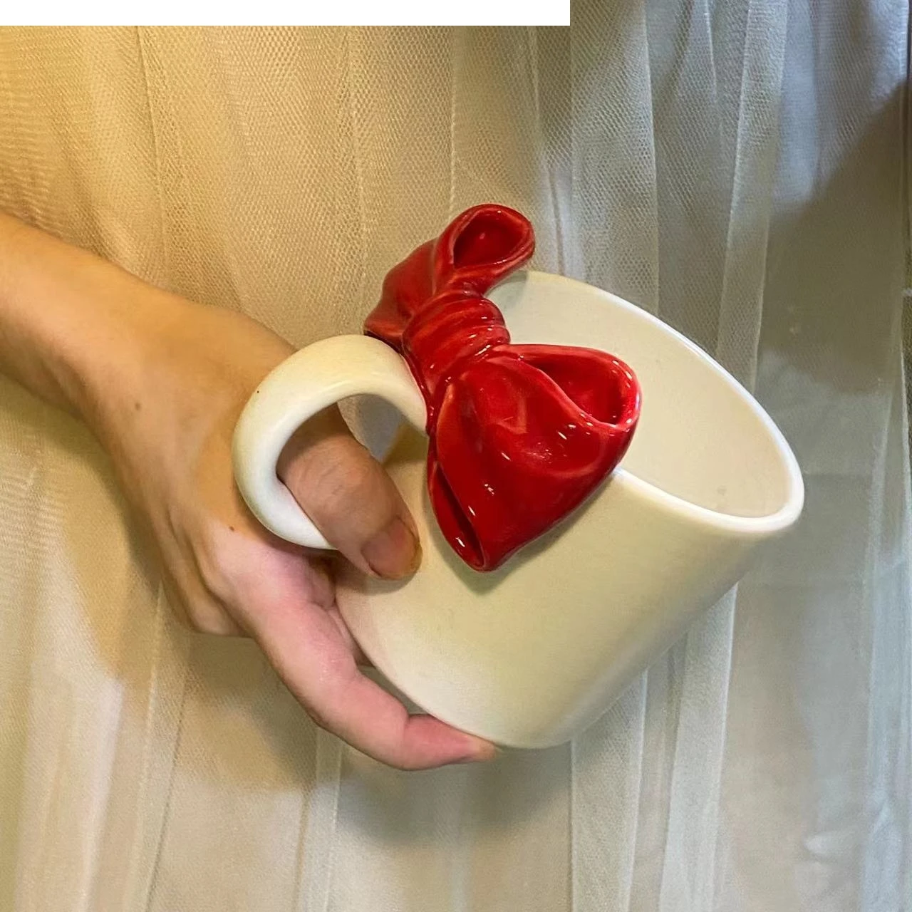 Ceramic Mug Cartoon Bow Knot Coffee Cup Porcelain Handgrip Afternoon Children Birthday Present Home Decoration