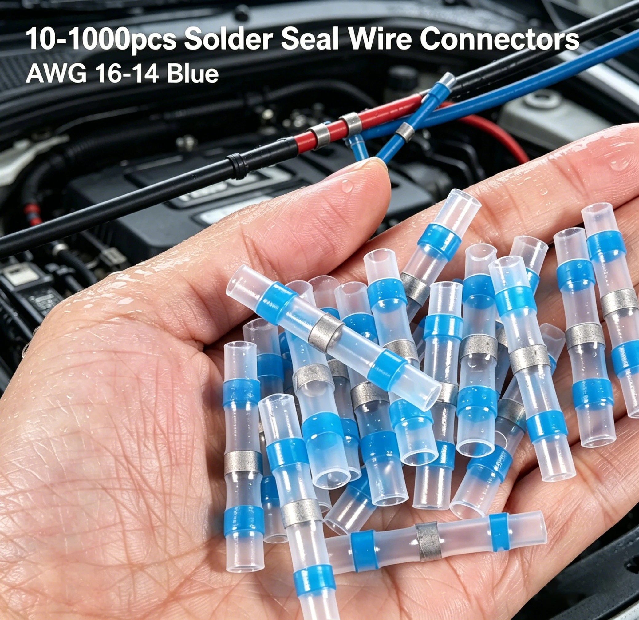 10-1000pcsheat-shrink-electrical-wirebutt-connector-waterproof-solder-seal-sleeve-splice-terminal-tinned-copper-awg16-14-blue