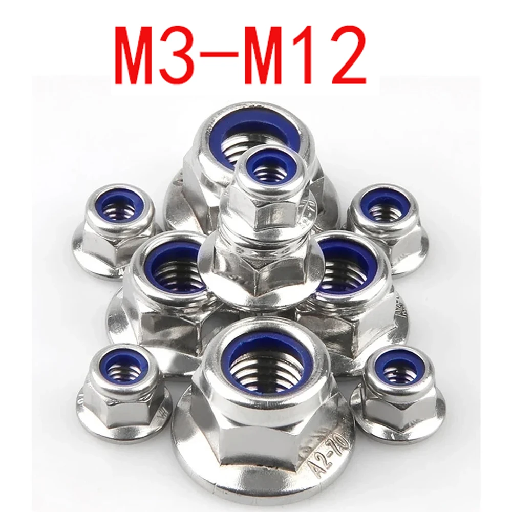 M3 M4 M5 M6 M8 M10 M12 NYLOC NUTS NYLON INSERT A4 MARINE GRADE STAINLESS STEEL