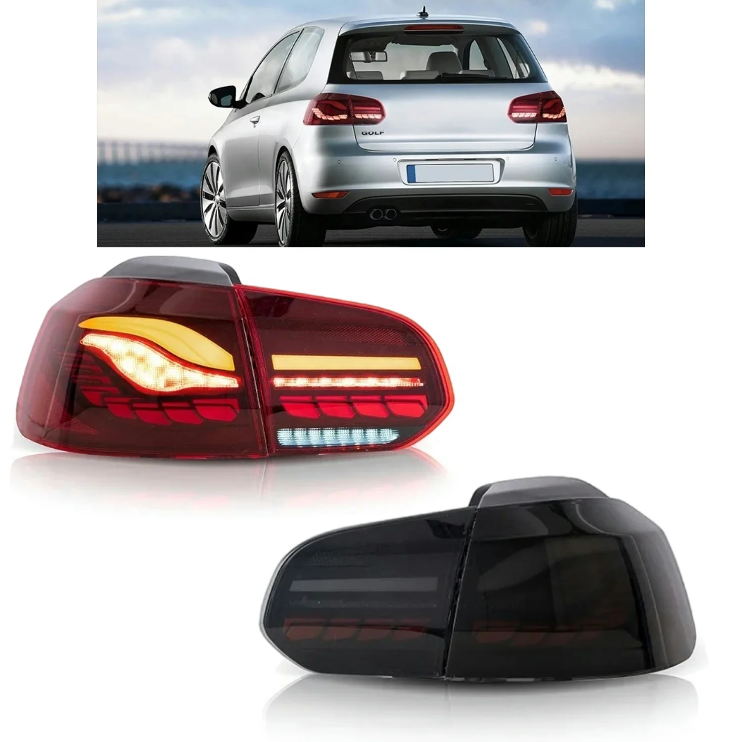 

Golf6 Mk6 R20 LED Taillight 2008-2013 Upgraded Rear Tail Light Modified Flowing Water Flicker Turning Signal Light for VW 1 pair