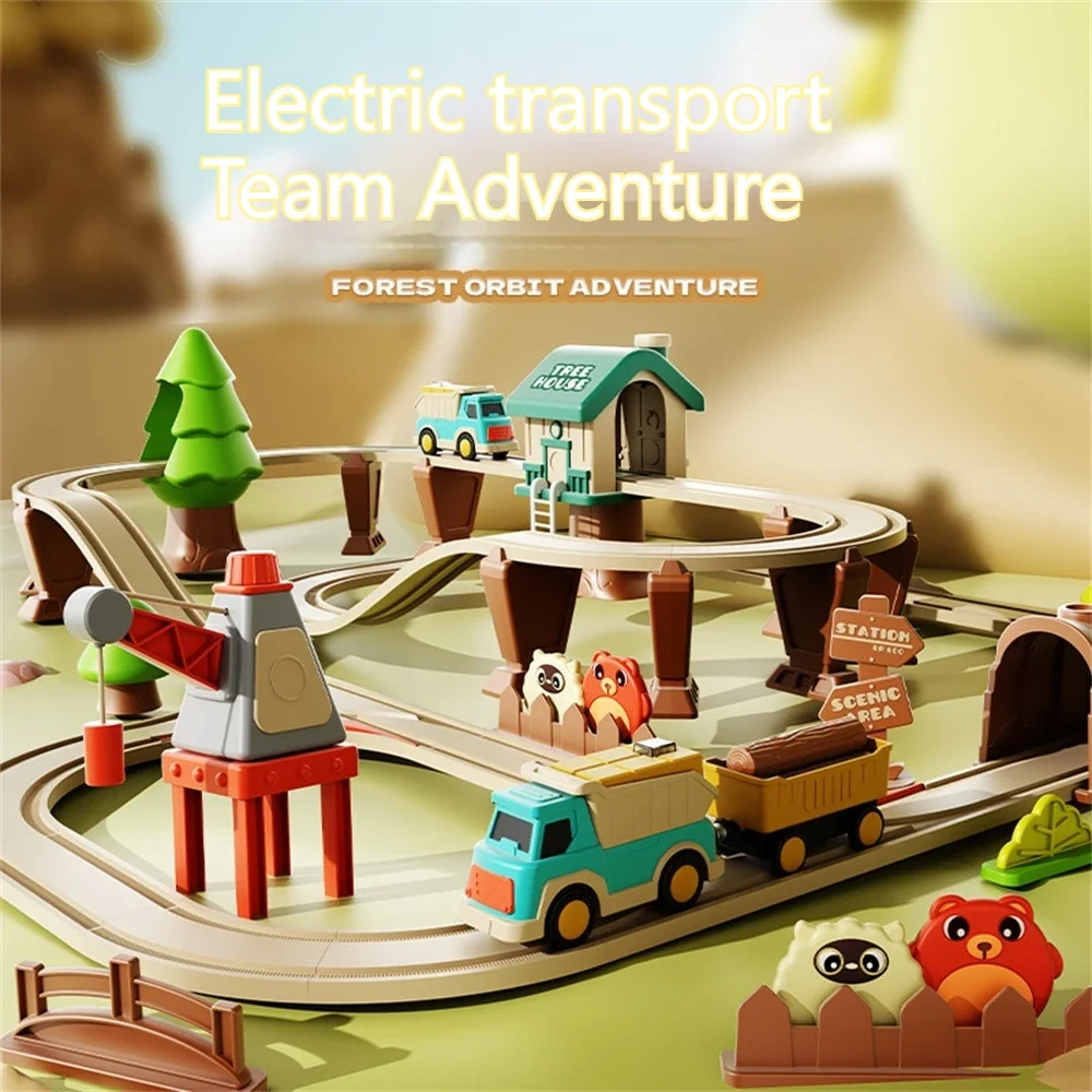 Electric Rail Train Model Toy City Track Educational Toys Railway Trains Assembly Circular Track Diecast Car Children's Boy Gift