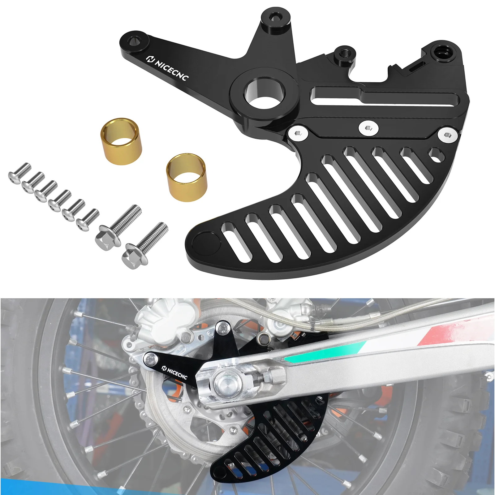 

For KTM 2004-2024 EXC 300 150 200 250 300 350 400 450 500 EXCF XCW XCF-W XW-F Rear Dual Calipers Bracket Stunt Brake Disc Guard