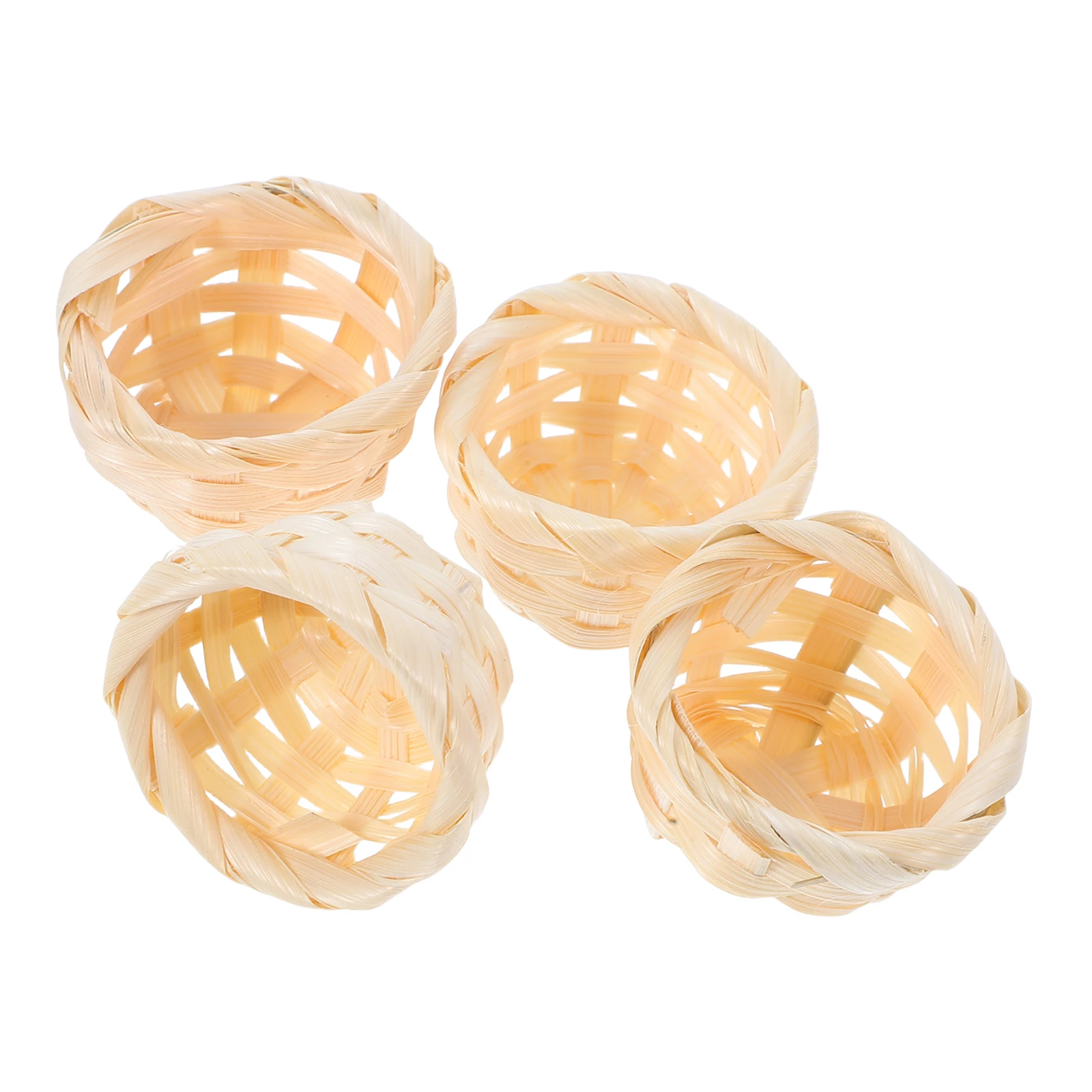 

4 Pcs Mini Bamboo Basket Dollhouse Laundry Weaving Hamper Hand-woven Bread Tiny