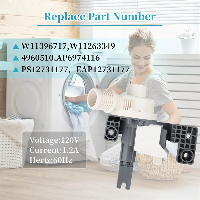 W11396717 W11263349 مجموعة مضخة تصريف الغسالة متوافقة مع غسالة ويرلبول مايتاج كينمور