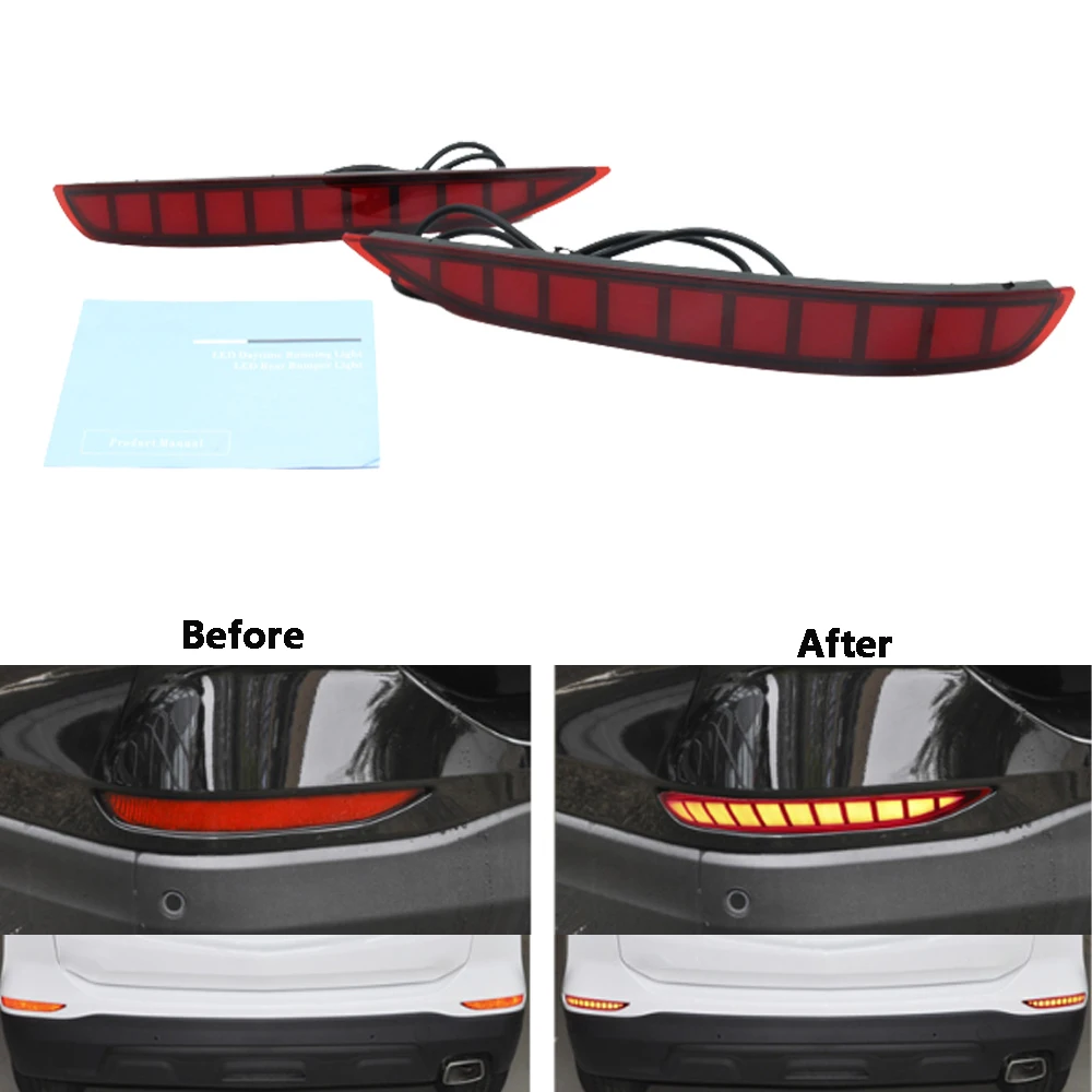 

2pcs Rear Bumper Reflector LED Lights For Chevrolet Equinox 2017 2018 2019 2020 2021 2022 Dynamic Turn Signal Tail Brake Lamp ﻿