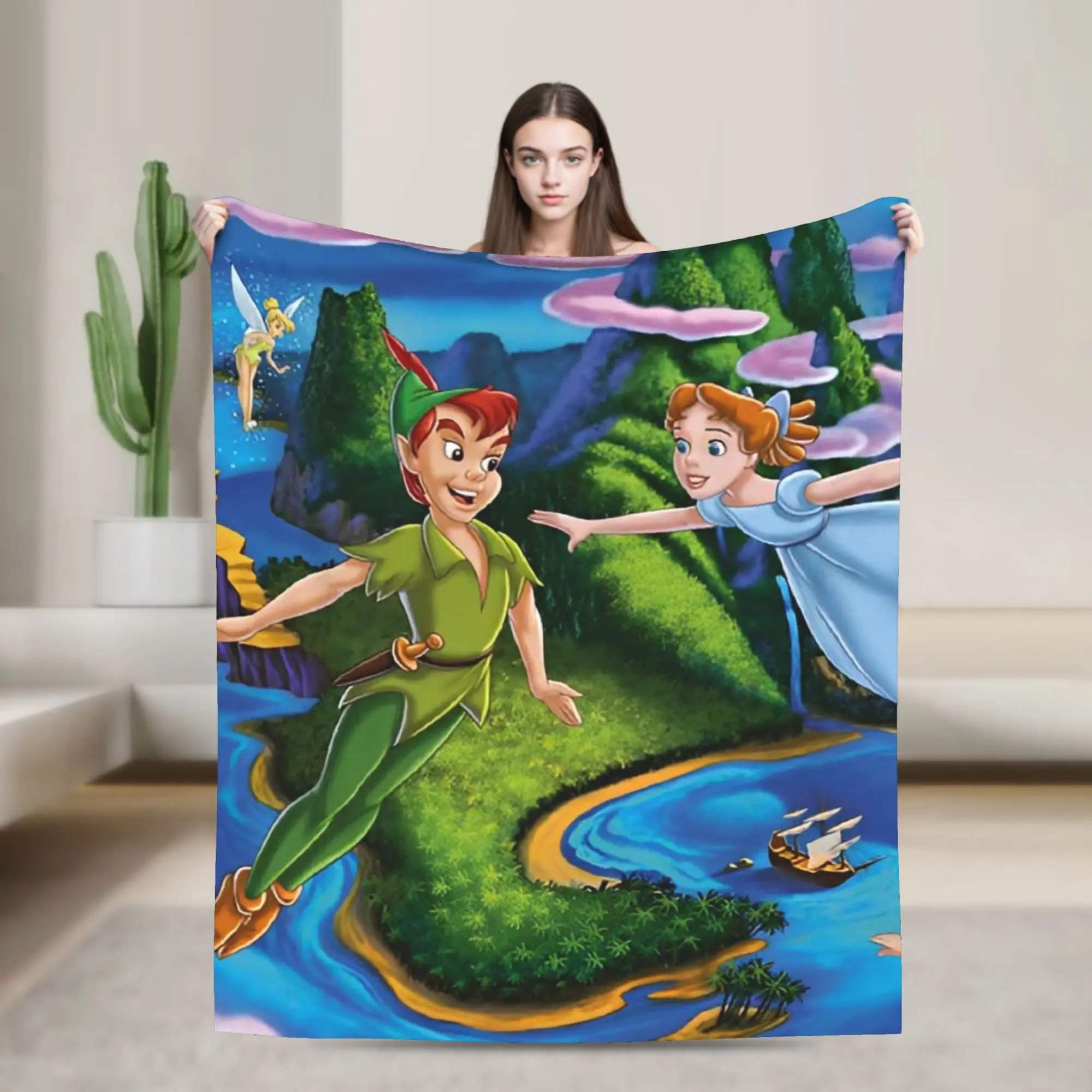 

Peter Pan Tinker Bell Blankets Fleece Summer Air Conditioning Multifunction Super Soft Throw Blanket for Home Car Bedspread