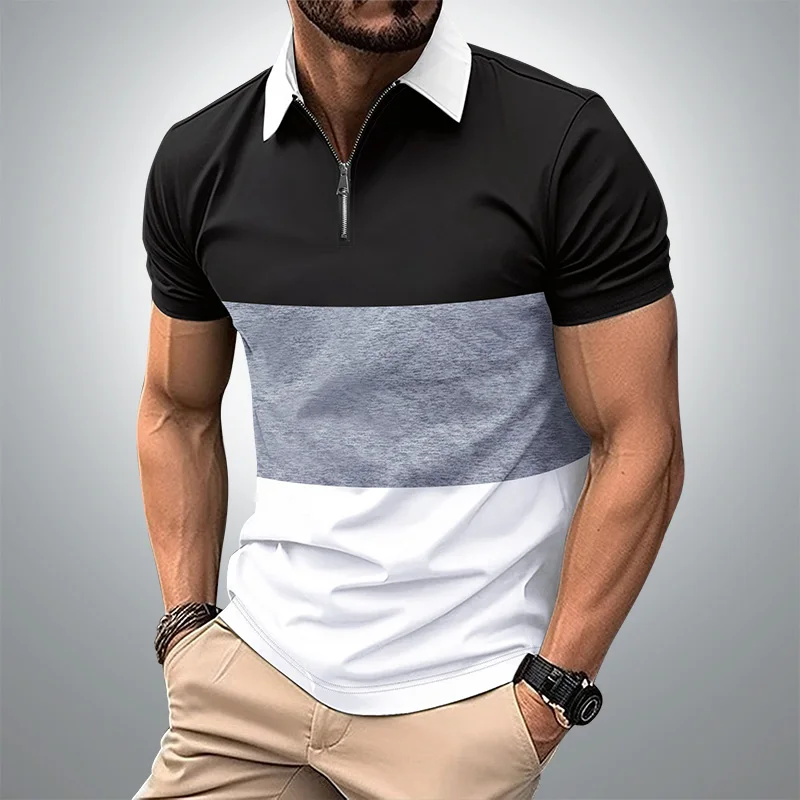 

Summer men's short sleeved polo shirt, business office lapel shirt, men's sports and leisure breathable fashionable T-shirt top
