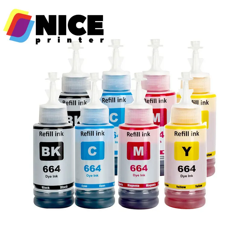 1Set Refill Dye Ink for Epson Eco Tank L210 L220 L360 L380 L355 L365 L310 L130 L110 L350 L1300 L1455 Refillable Dye Ink 664 T664