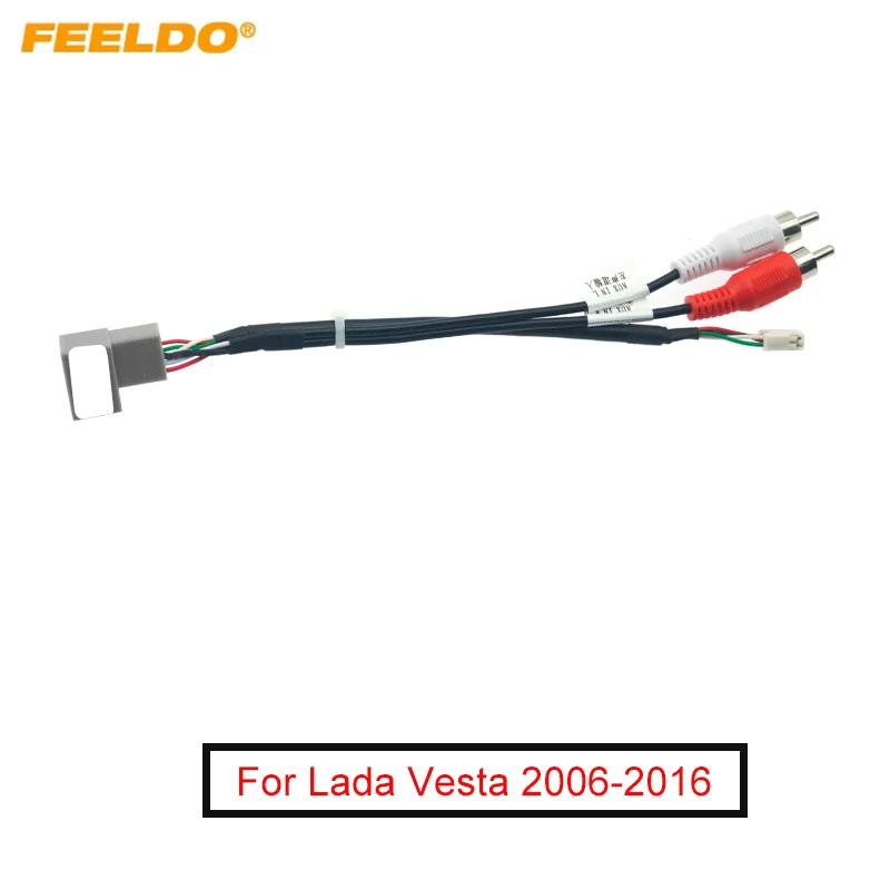 FEELDO Car Radio Audio Wiring Harness With USB Cable For Lada Vesta Aftermarket Stereo Installation Wire Adapter