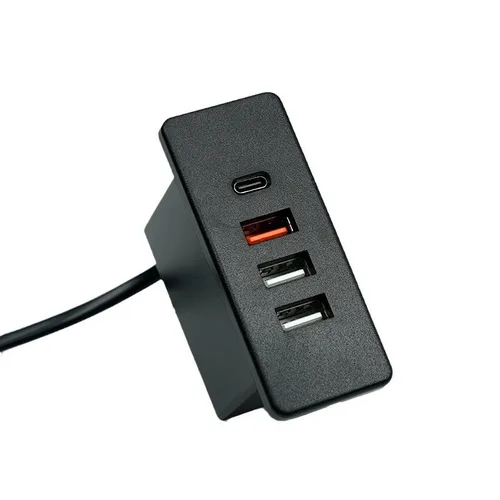 Imagen 2 del producto Enchufe integrado de carga USB estándar europeo 3USB + 1TypeC carga rápida PD20W instalación oculta para mesita de noche sofá