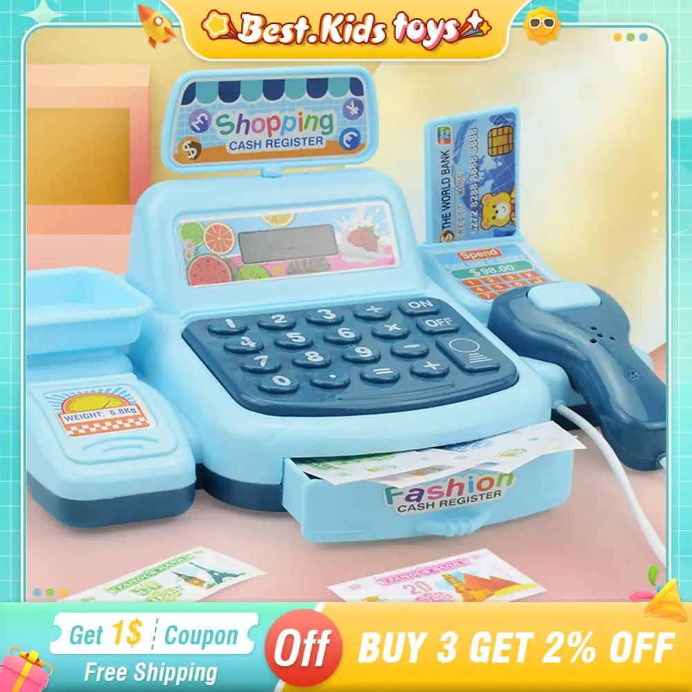 

Children's Simulation Supermarket Cash Register Pretend Play House Toy Set Game Electronic Lighting Sound Toys For Kids Birthday