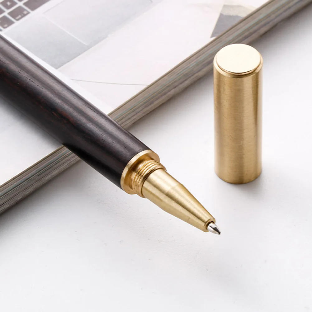 

2pcs Black Sandalwood Gel Pens Smooth Writing Pens For Office School Replaceable Needle Tube Portable Business Sign Pen Writing
