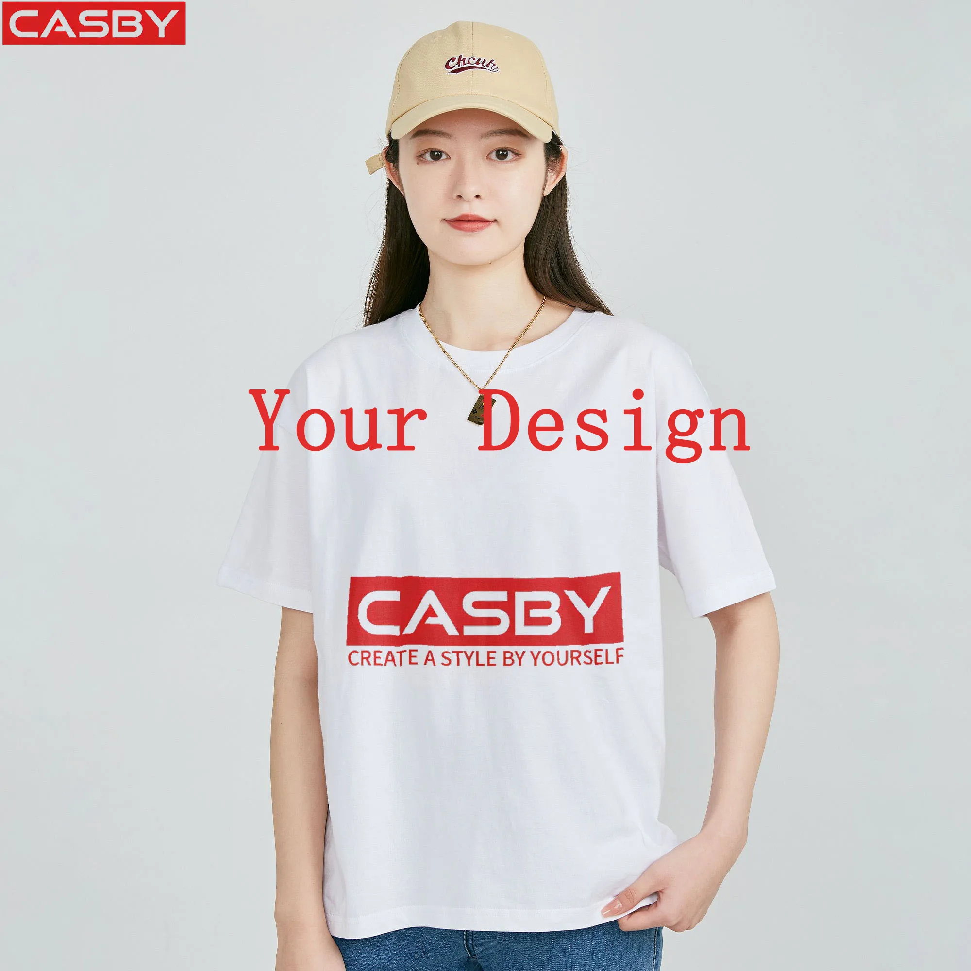 100% Cotton Custom T-shirt Makes Your Design Logo Text Men's Women Digital Direct Spray Original Design Gift T-shirt