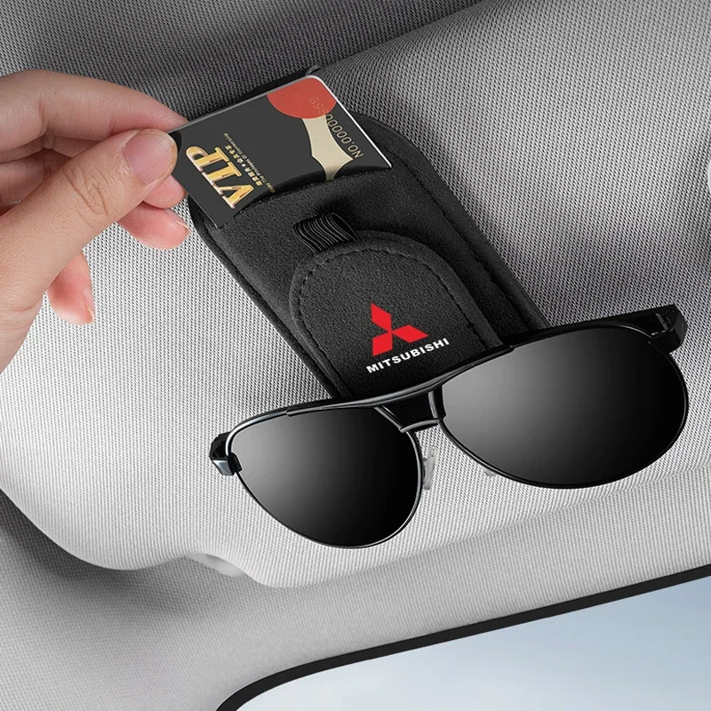 Car Sun Visor Multi Functional Storage Bag Glasses Clip for Mitsubishi Lancer Outlander Pajero L200 ASX Eclipse Ralliart Galant