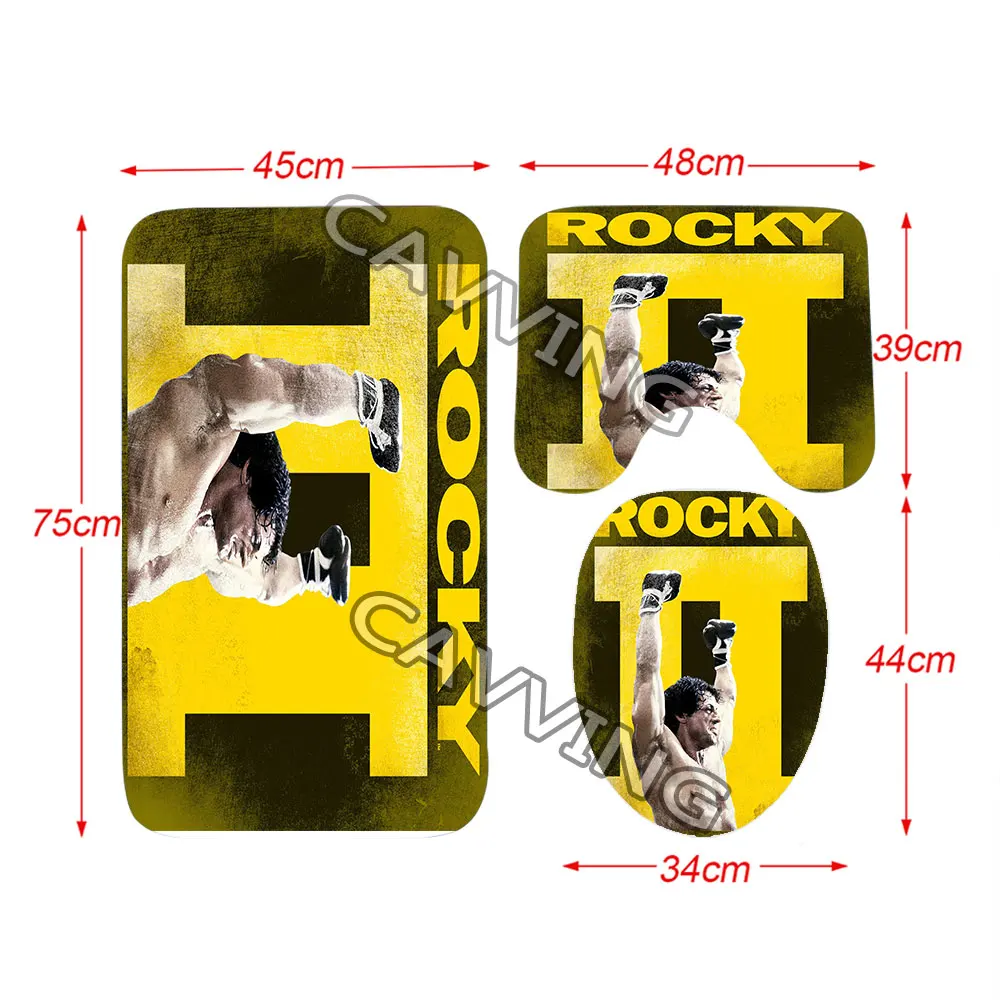 ROCKY BALBOA 3D Shower Curtains Waterproof Bathroom Curtain Anti-slip Bath Mat Set Toilet Rugs Carpet  Home Decor  H03