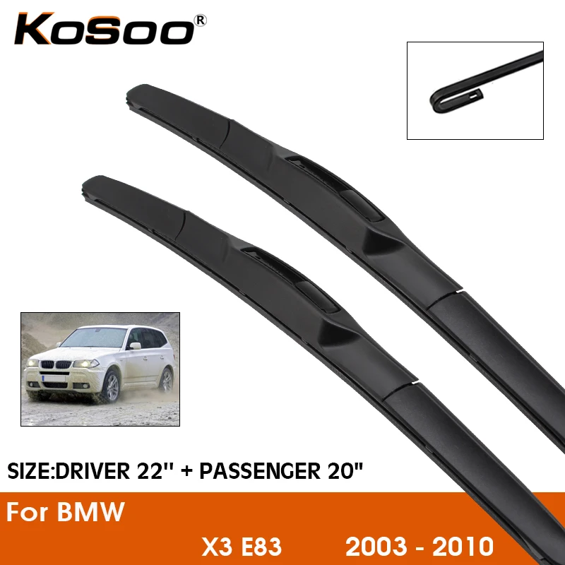 

Щетки стеклоочистителя для BMW X3 E83 2003-2010, резиновые силиконовые сменные лопасти для лобового стекла, передние, 22+20 дюймов, для лево- и праворульных авто, автоаксессуары