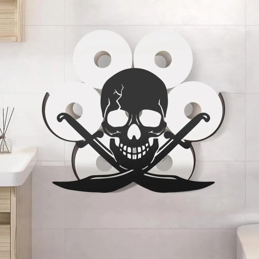 

Black Skull Toilet Paper Roll Holder Iron Skull Toilet Paper Organizer Skeleton Toilet Paper Rack Storage Tissue Holder Rack