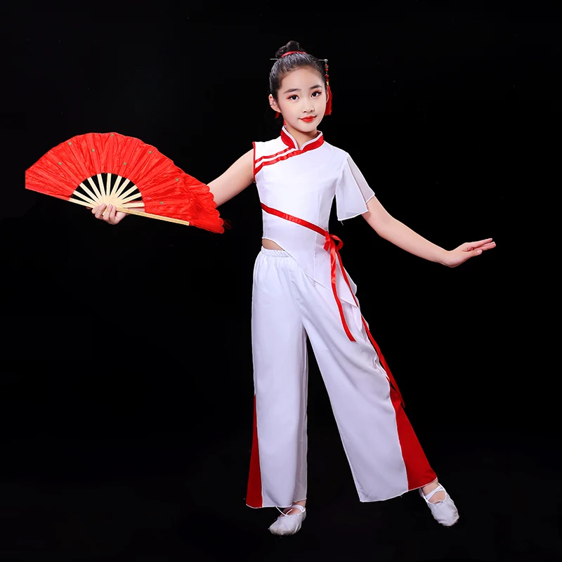 Children's dance performance costume, classical dance performance, Chinese style practice costume, fan dance