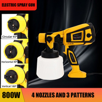 Paint Sprayer 800W High Power Electric Spray Paint Gun 1400ml High Capacity Container Easy To Clean 4 Nozzles And 3 Patterns