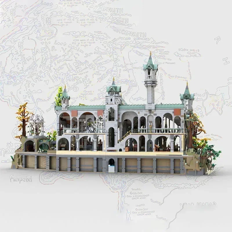 Rivendell Uitbreiding Huis En Bergbasis Architectuur Moc Bouwstenen Model Assemblage Speelgoed Kinderen Festival Kerstcadeaus